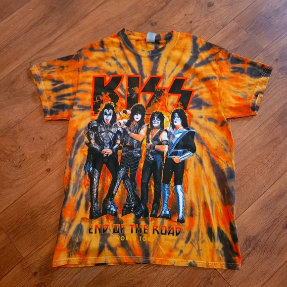 T-shirt Officiel KISS End Of The Road Tour - Logo Orange, Coton Souple, Unisexe